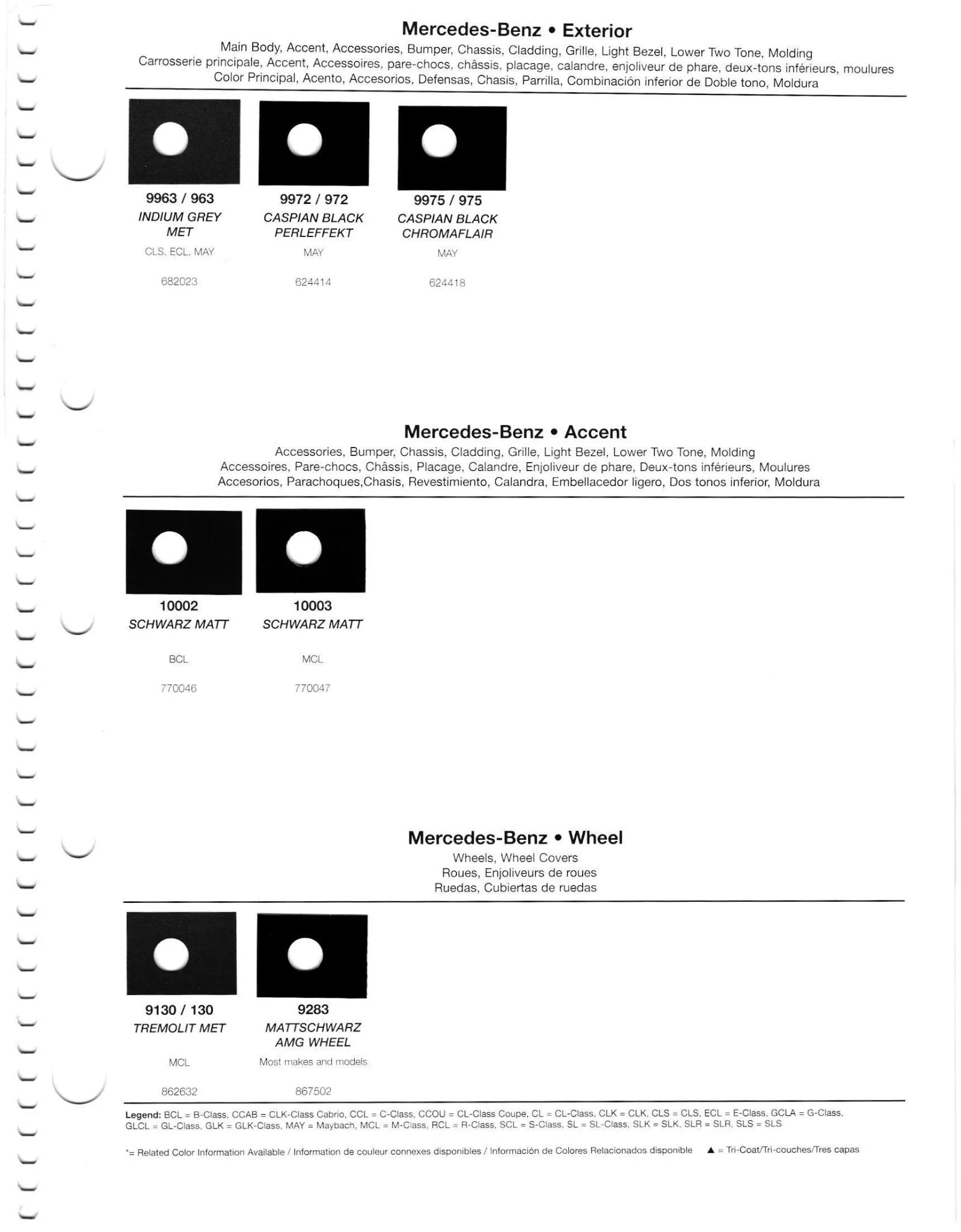 2011 Mercedes-Benz Paint Codes & Color Chart Paint codes, and their ordering stock numbers for their color on 2011 vehicles