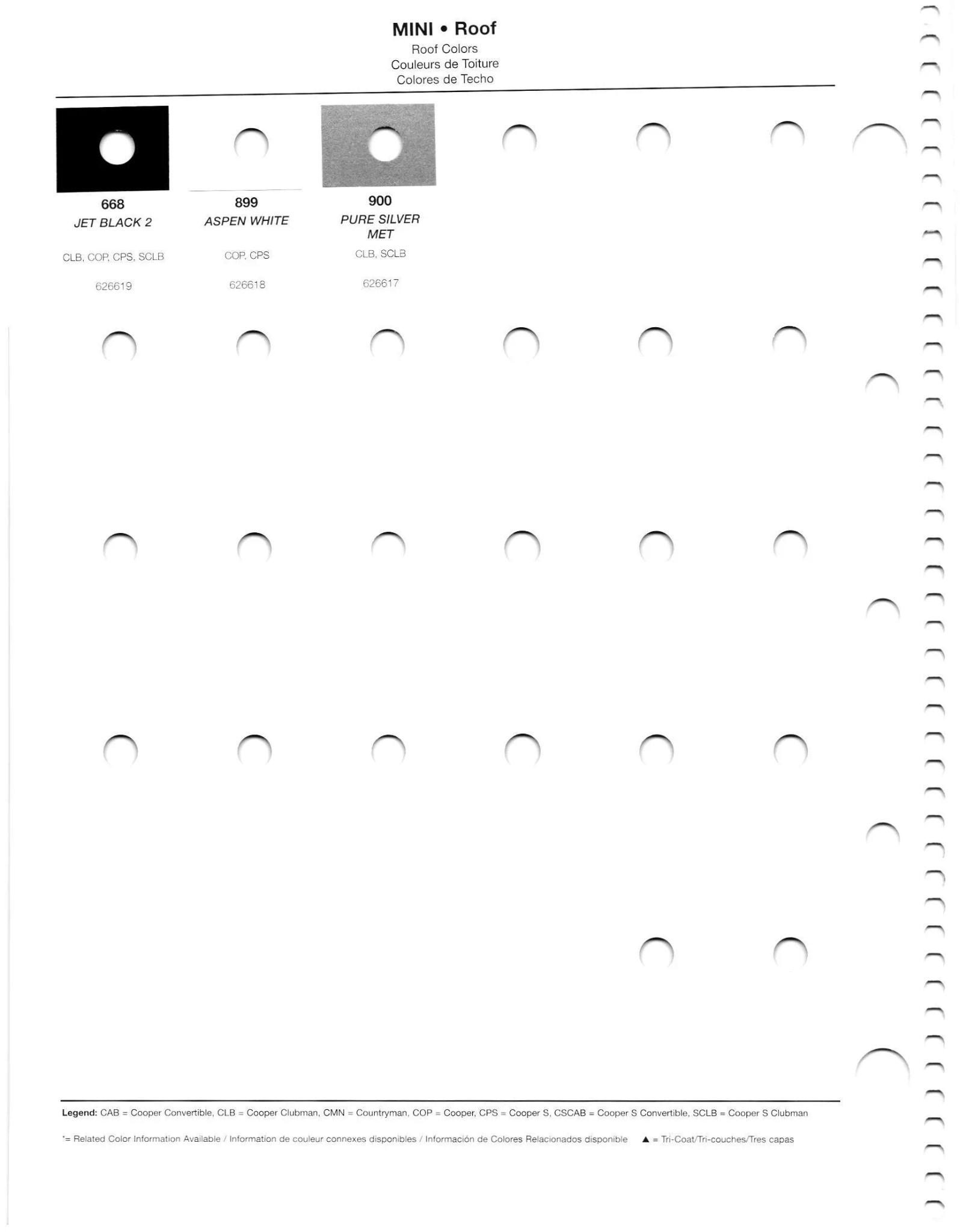 2011 Mini Paint Colors Paint codes, and their ordering stock numbers for their color on 2011 vehicles