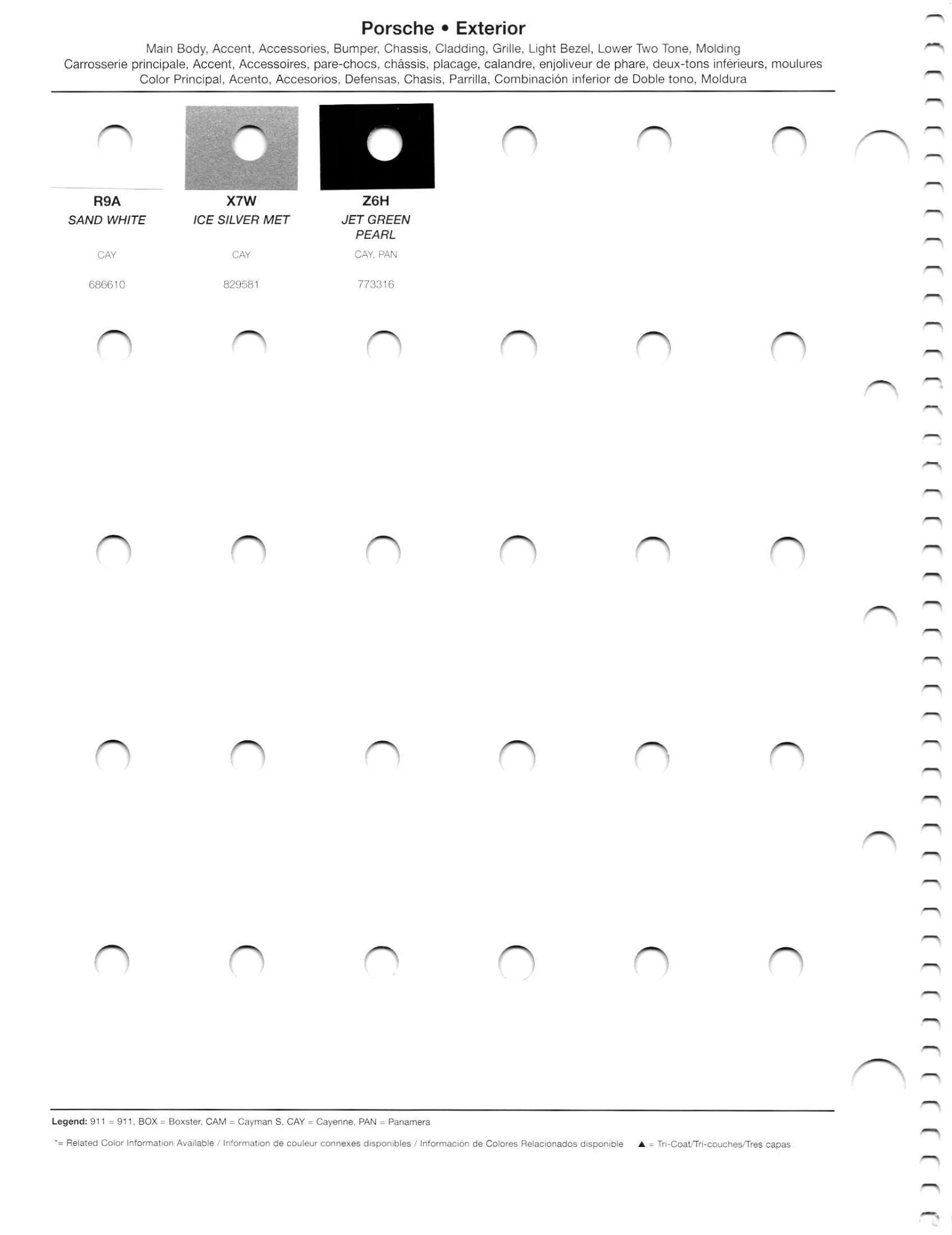2011 Porsche Paint Codes & Color Chart Paint codes, and their ordering stock numbers for their color on 2011 vehicles