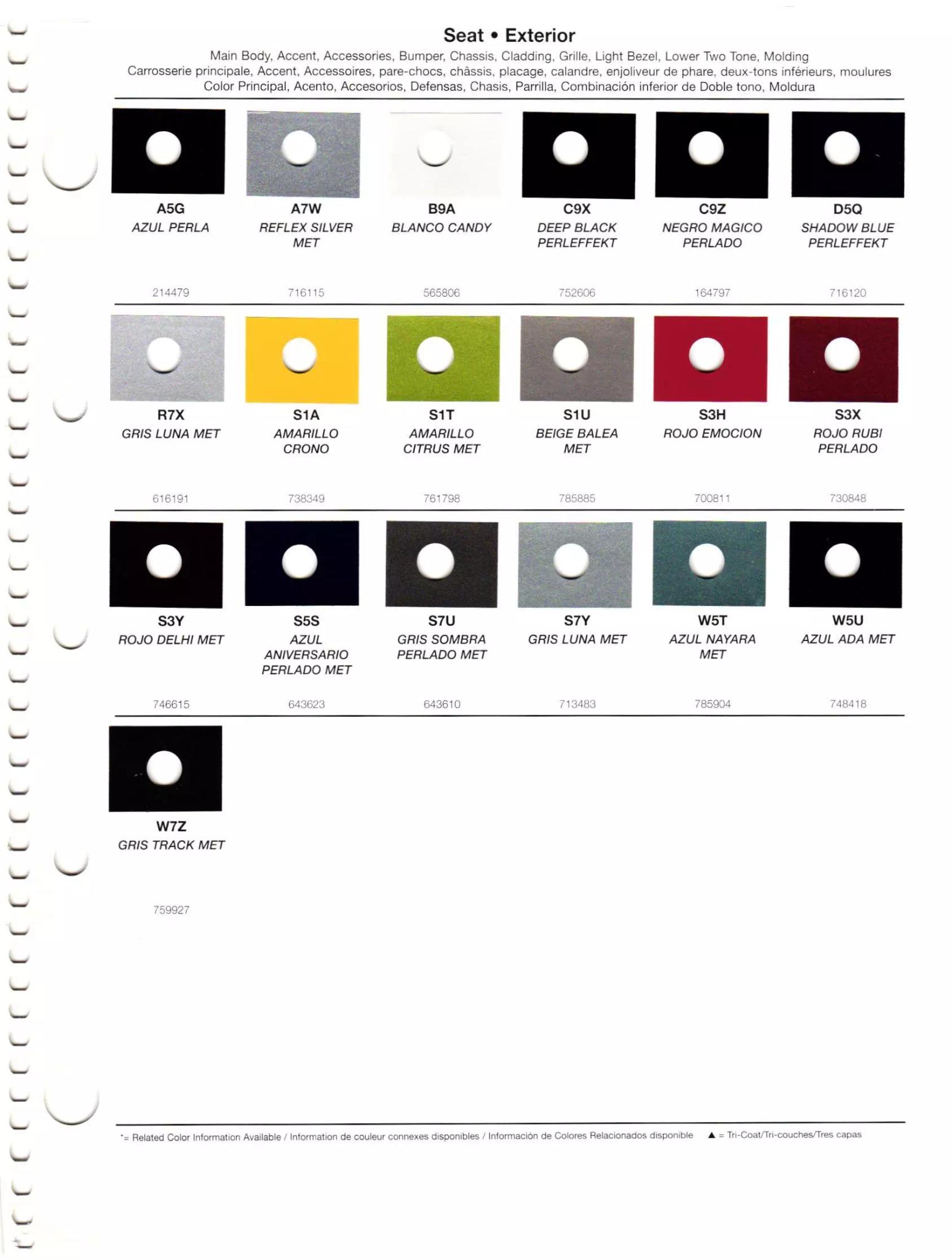 2011 Seat Paint Codes & Color Chart Paint codes, and their ordering stock numbers for their color on 2011 vehicles