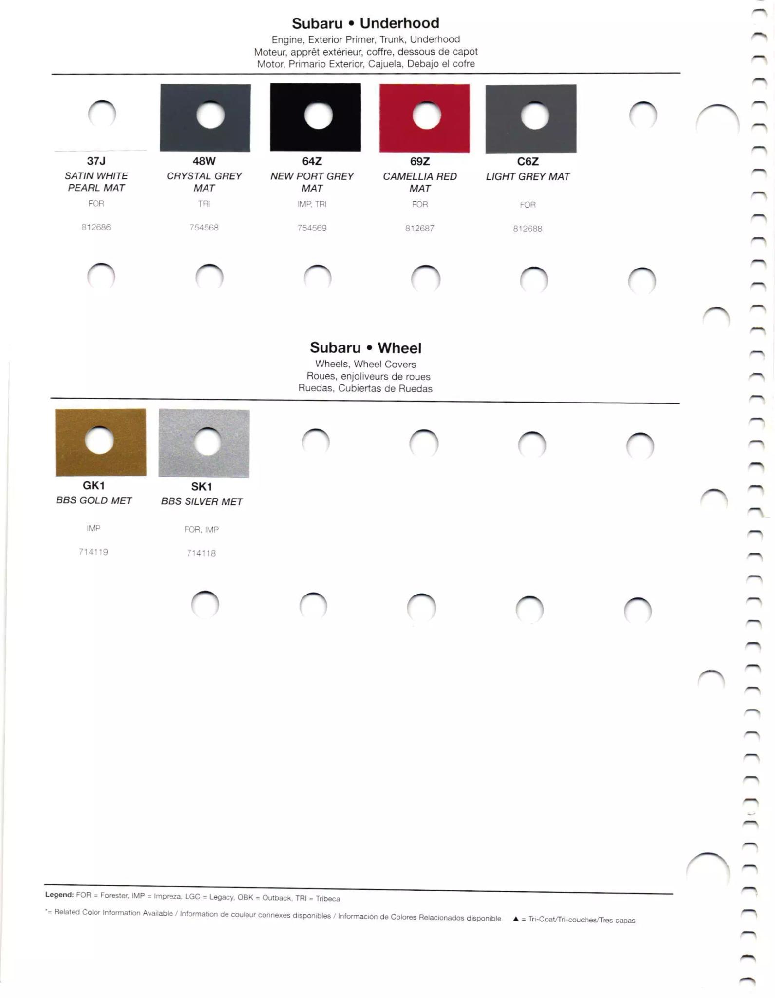 2011 Subaru Paint Codes & Color Chart Paint codes, and their ordering stock numbers for their color on 2011 vehicles