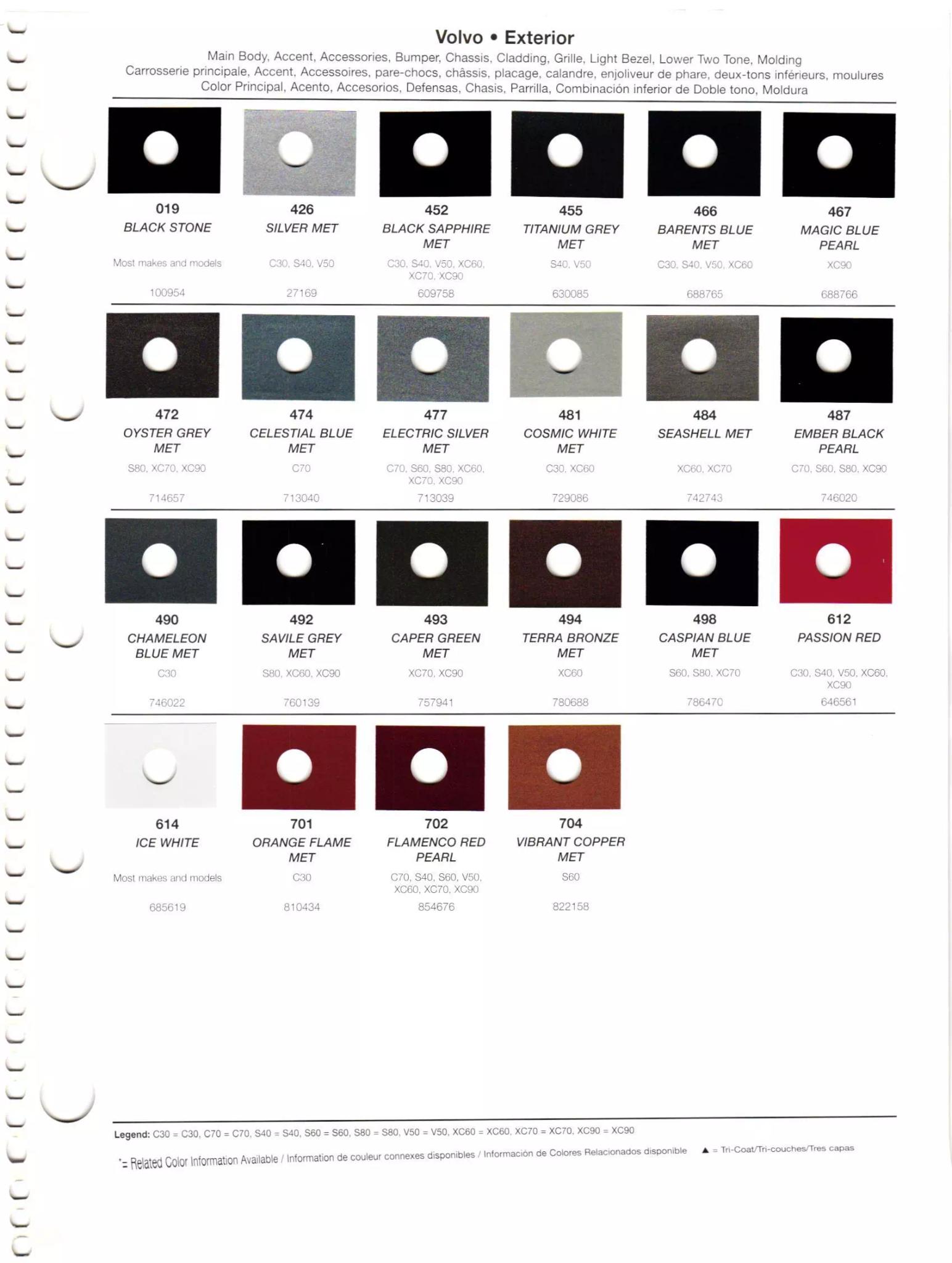 2011 Volvo Paint Codes & Color Chart Paint codes, and their ordering stock numbers for their color on 2011 vehicles