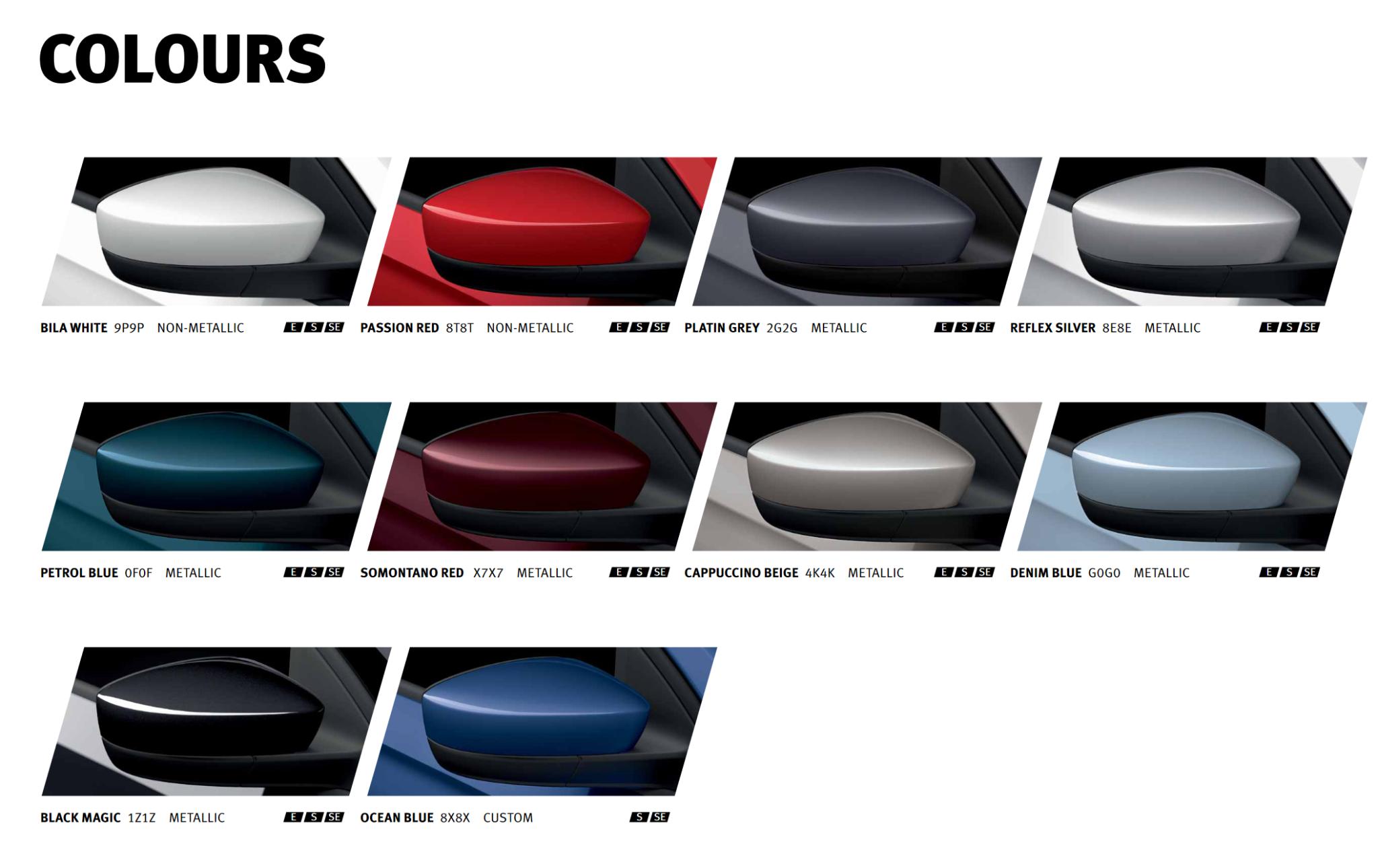 2014 SEAT Toledo Paint Codes and Color Chart Exterior Color options that the Seat vehicle offered