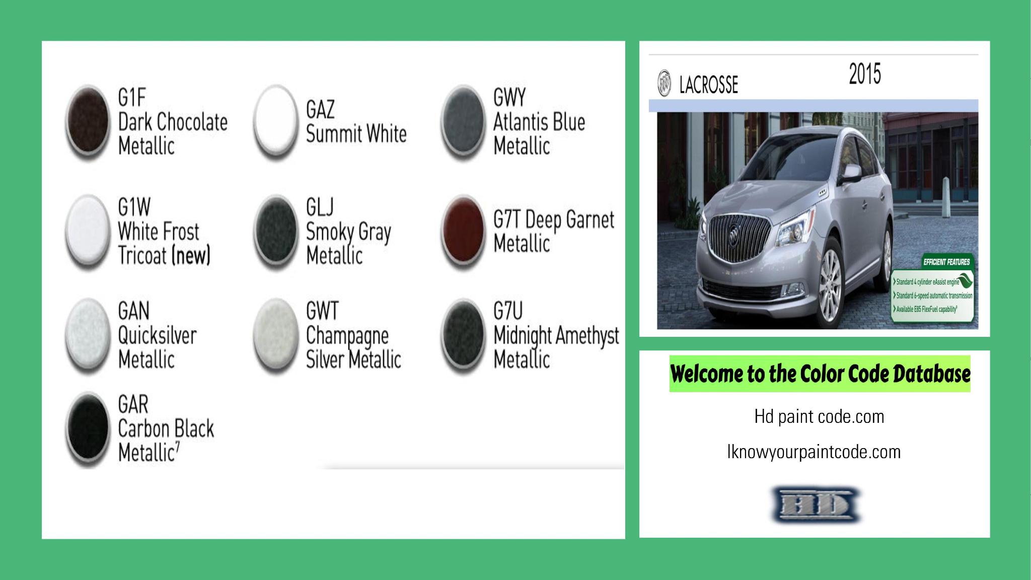 2015 Buick Lacrosse paint codes and color chart 2015 Buick Exterior Paint Codes for Colors