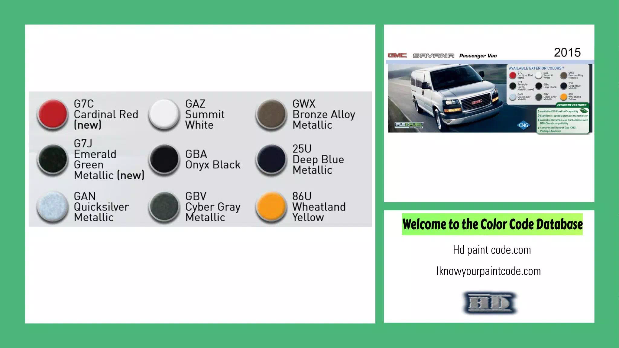 2015 GMC Savana Passenger Van Paint Codes & Color Chart exterior colors and chips for the 2015 gmc savana vehicle