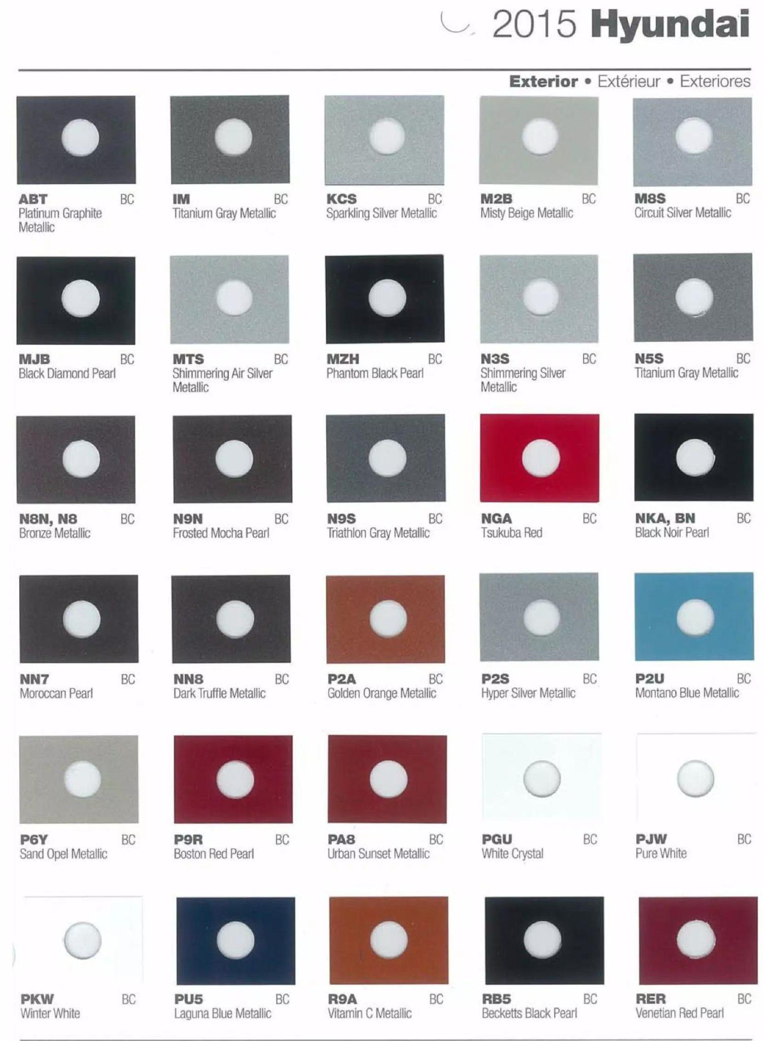 2015 Hyundai Paint Codes and Color Chart Page 1