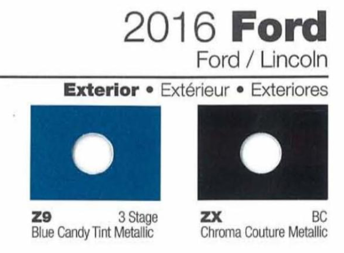 Ford paint colors 2016 Ford Motor Vehicle Color Code Chart/Page Paint