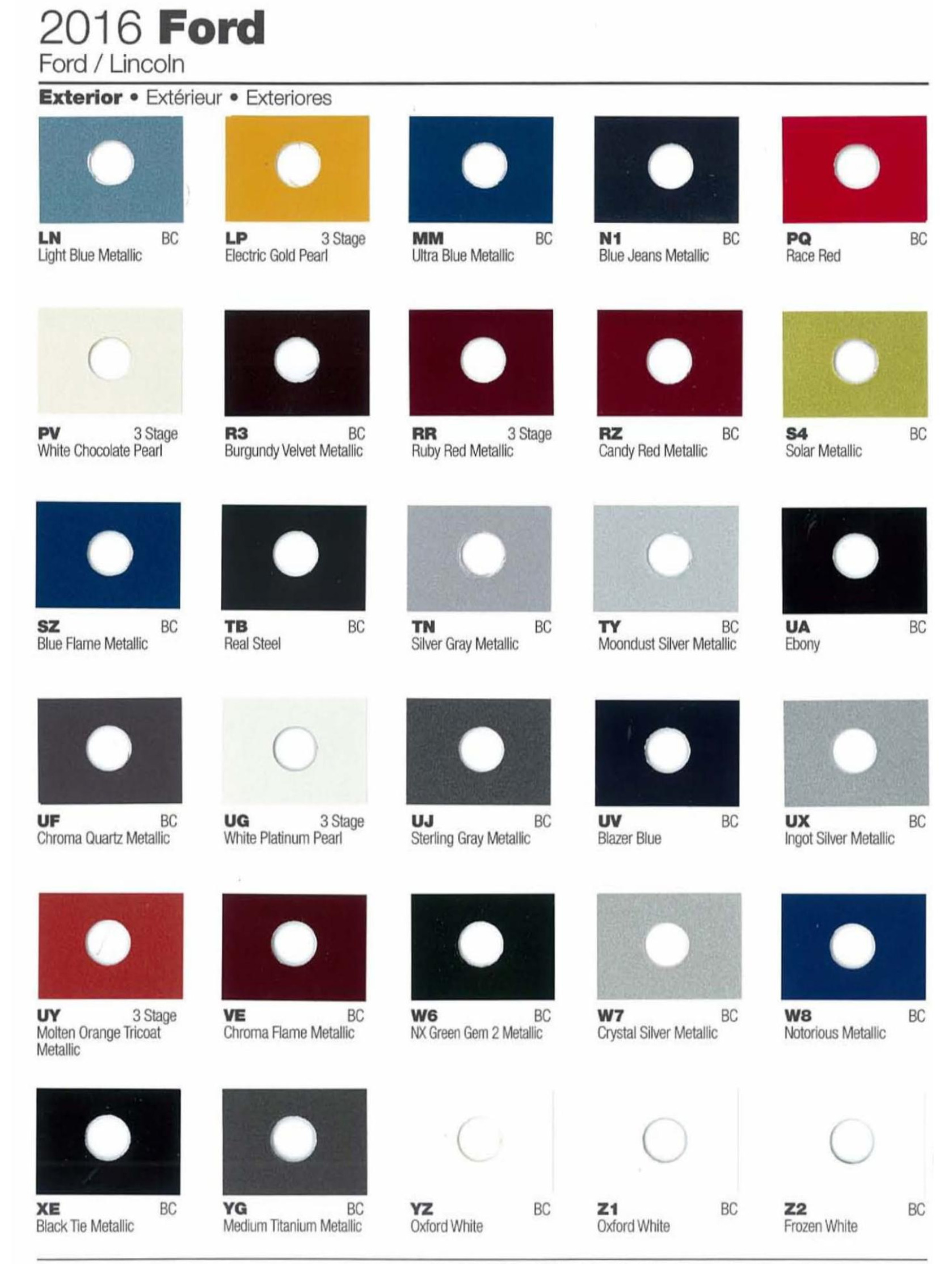 Ford paint colors 2017 - 2018 Ford Motor Vehicle Color Code Chart/Page Paint
