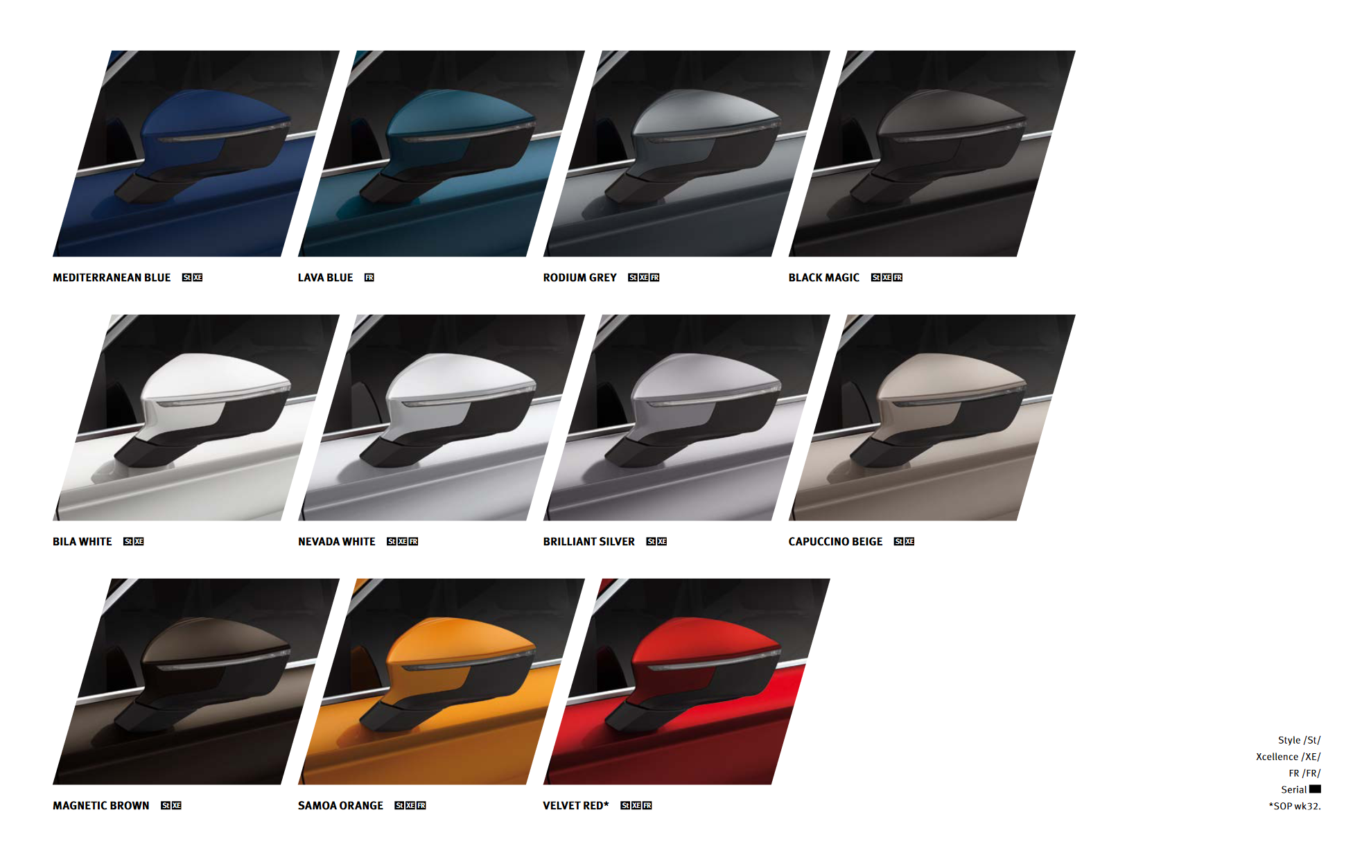 2017 SEAT Ateca Paint Codes and Color Chart Exterior Color options that the Seat vehicle offered