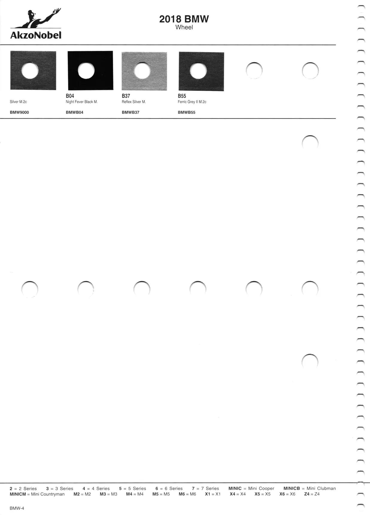 exterior paint colors and their ordering codes for the BMW and mini models