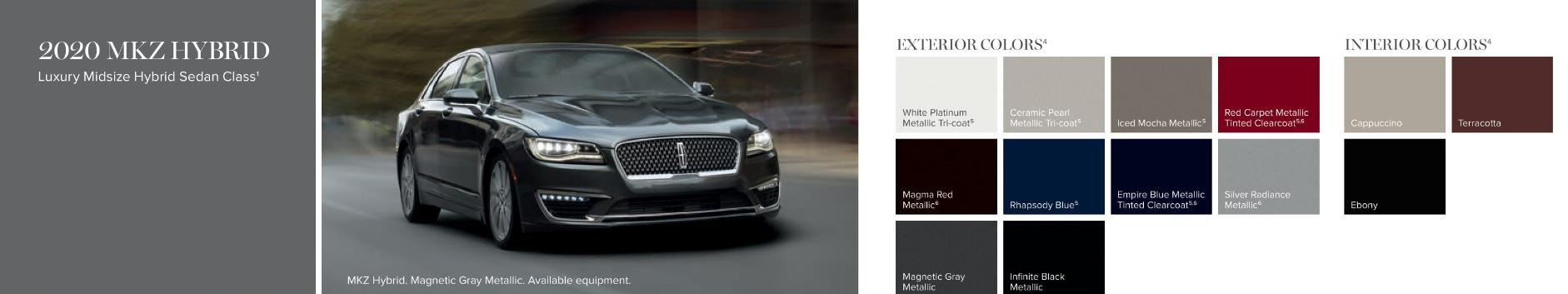 2020 Lincoln MKZ Hybrid Paint Chart A paint chart showing the color options that the Lincoln MKZ came in for the 2020 year