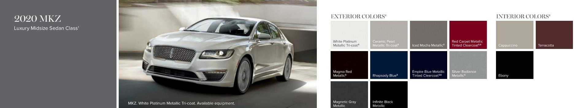2020 Lincoln MKZ Paint Chart A paint chart showing the color options that the Lincoln MKZ came in for the 2020 year