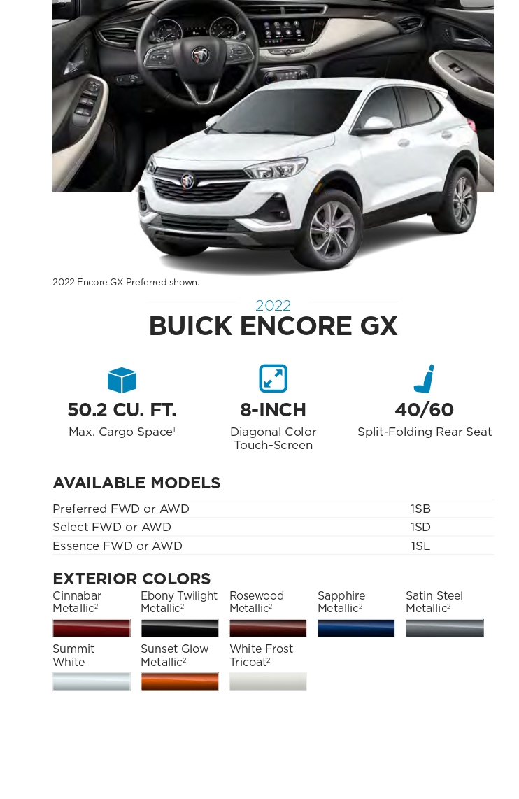 2022 Buick Encore GX Paint Codes and Color Chart paint codes for specific model general motors vehicles in 2022
