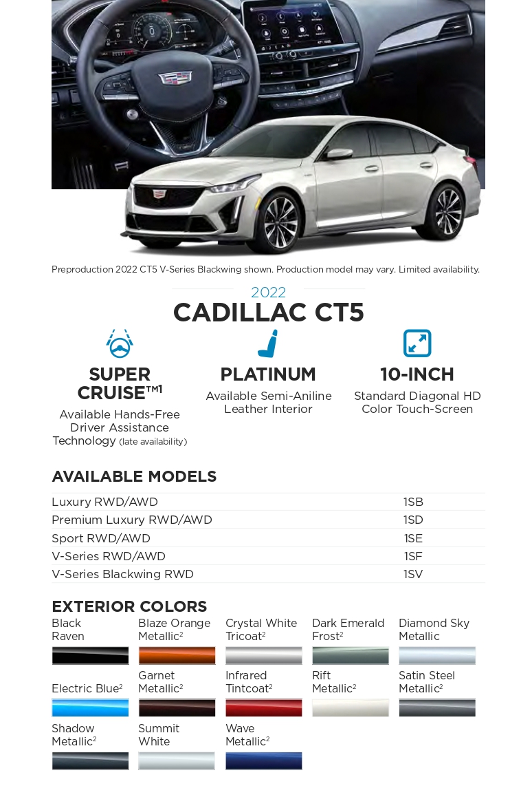 2022 Cadillac CTs Paint Codes and Color Chart paint codes for specific model general motors vehicles in 2022