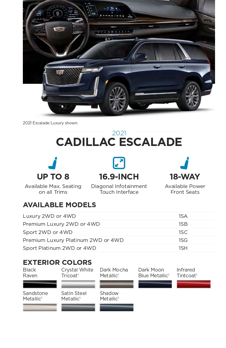 2022 Cadillac Escalade Paint Codes and Color Chart paint codes for specific model general motors vehicles in 2022