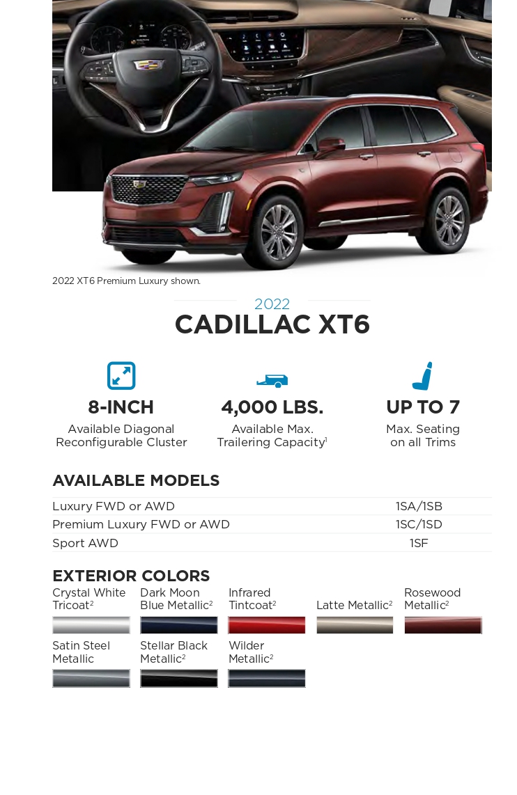 2022 Cadillac xt6 Paint Codes and Color Chart paint codes for specific model general motors vehicles in 2022