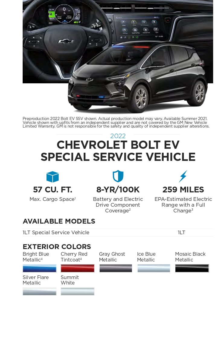 2022 Chevrolet Bolt EV SSV Paint Codes and Color Chart 2022 Exterior General Motors Brand Paint Colors