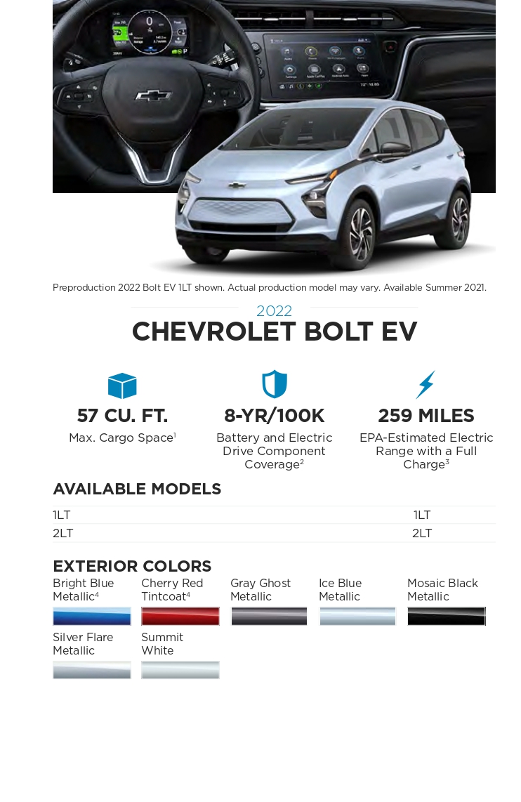 2022 Chevrolet Bolt Paint Chart paint codes for specific model general motors vehicles in 2022