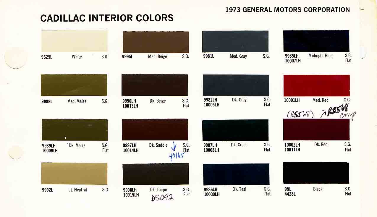 1973 Cadillac Paint Color Code Chart Cadillac Paint Paint Color Example Charts, Descriptions