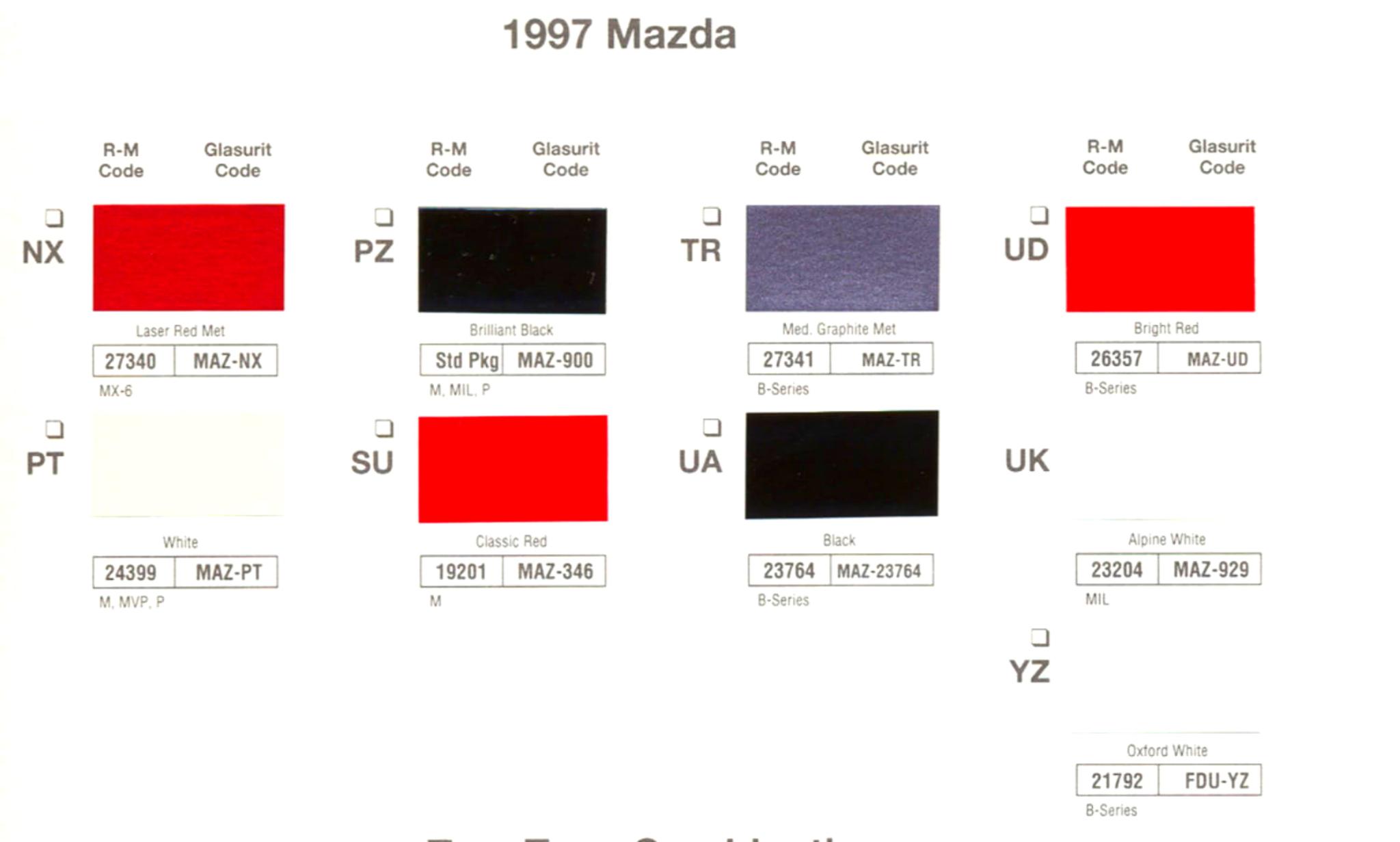 1997 Mazda Paint Codes