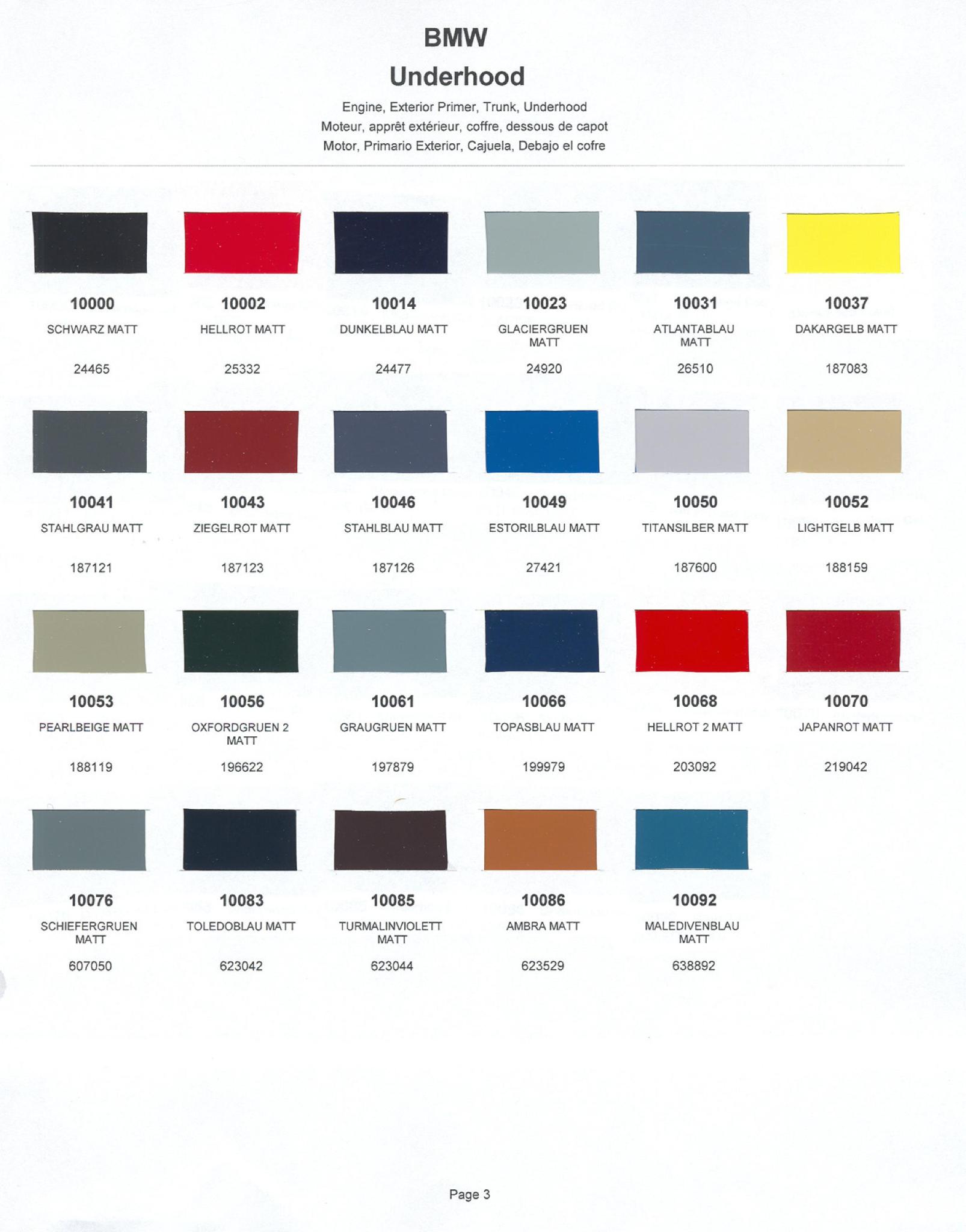 Paint Chips for Exterior, Interior, and Wheel Colors For BMW Colors 