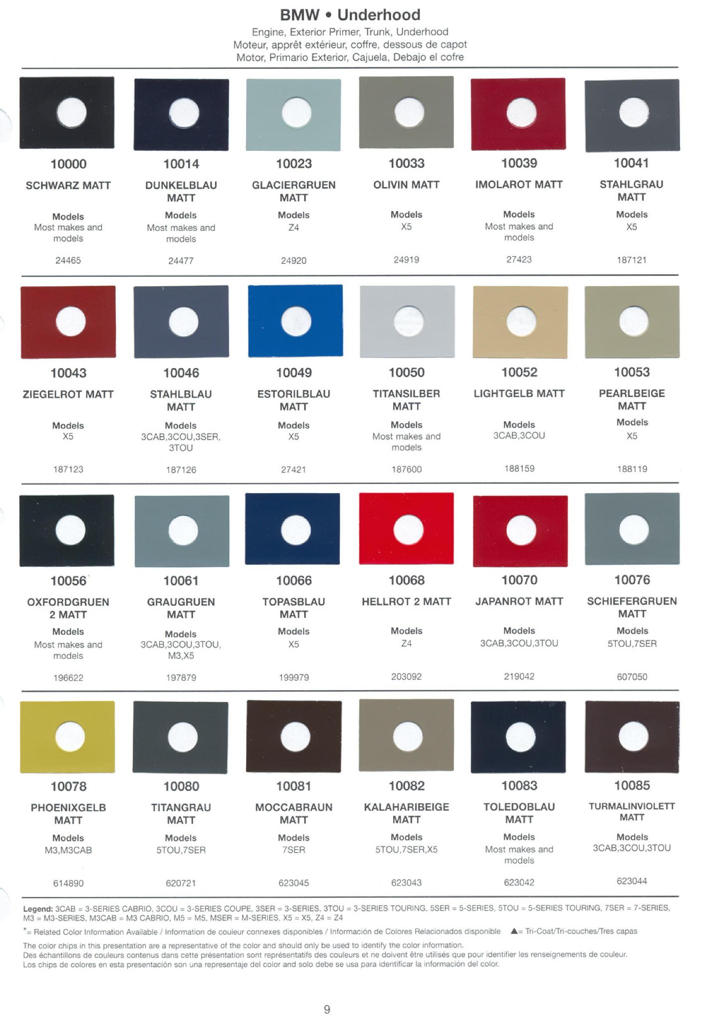 Paint Chips for Exterior, Interior, and Wheel Colors For BMW Colors 