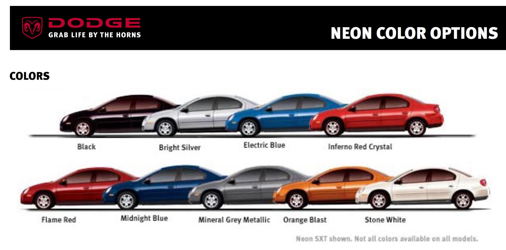 2005 Dodge Neon Paint Chart dodge neon exterior color examples