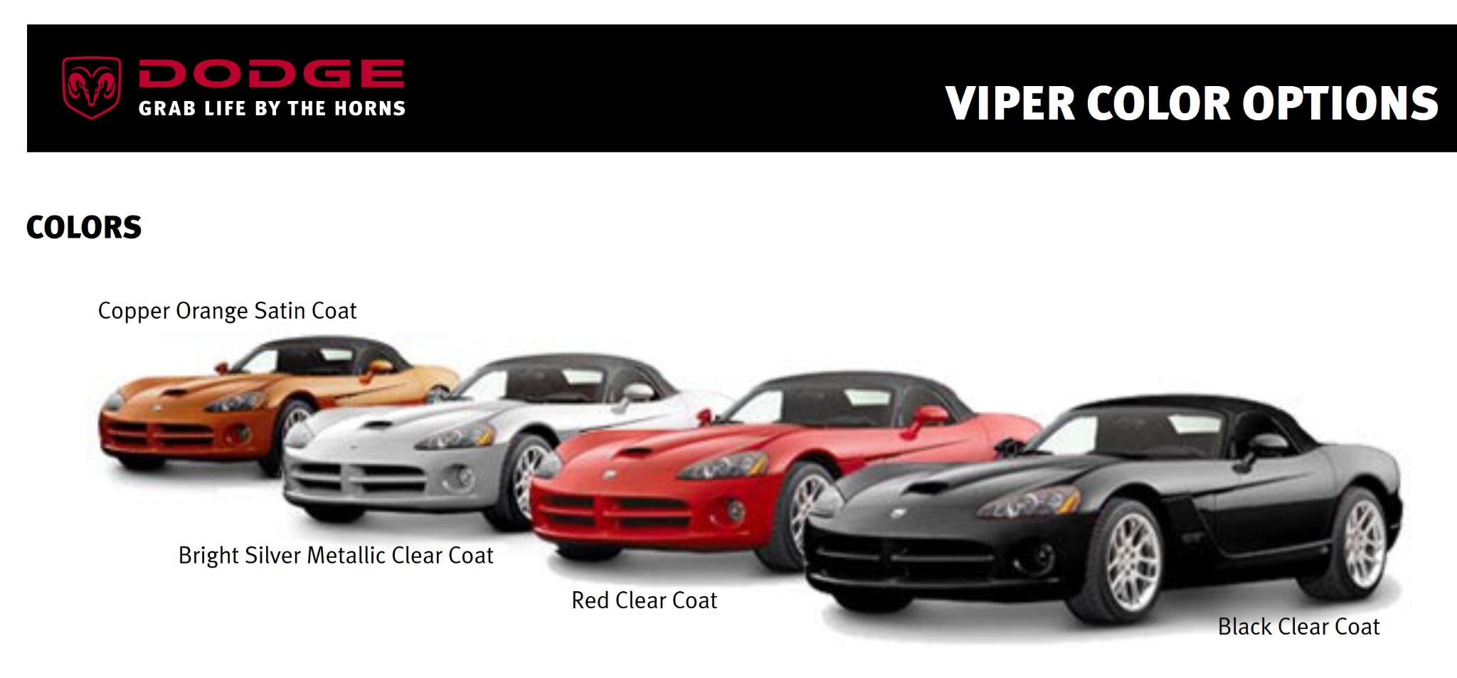 2005 Dodge Viper Paint Chart