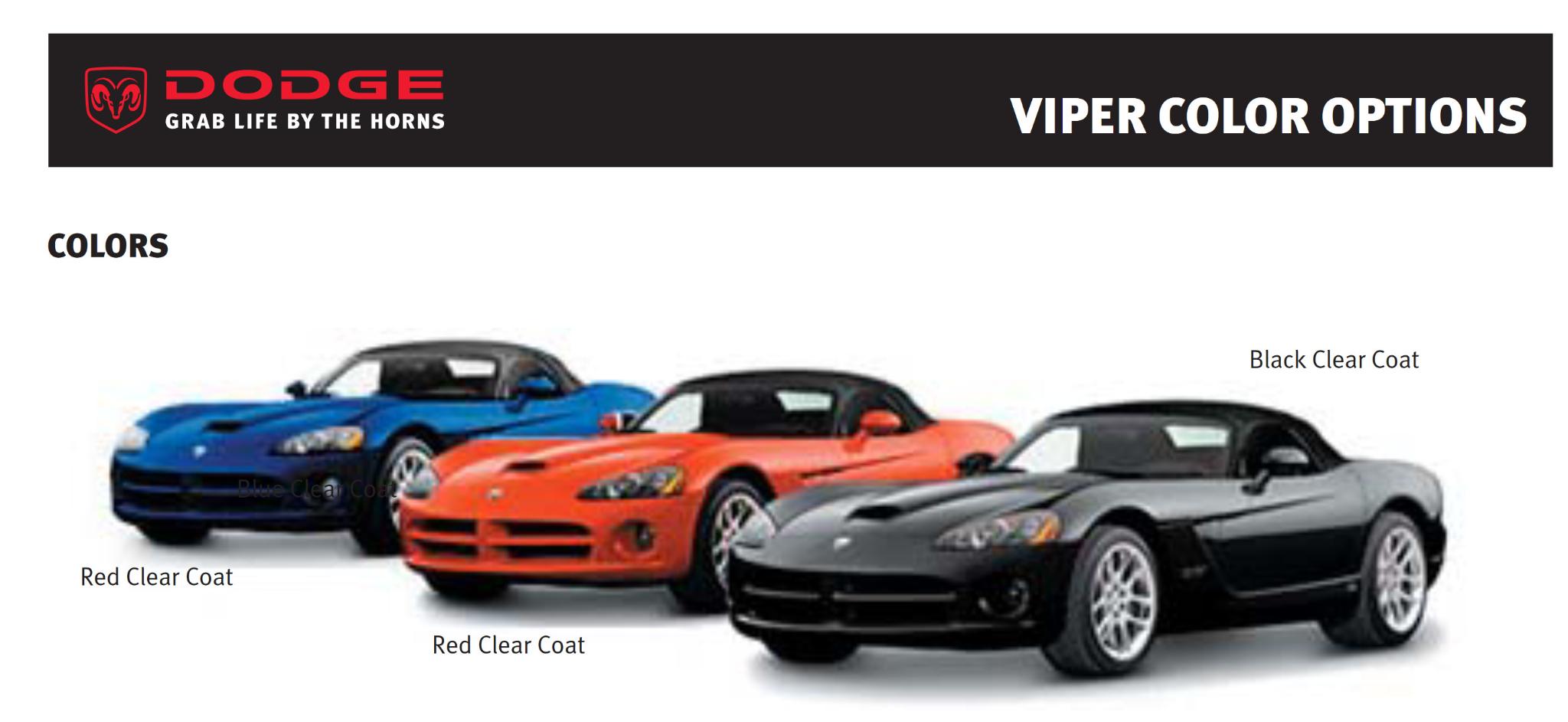 2006 Dodge Viper Convertible Paint Chart