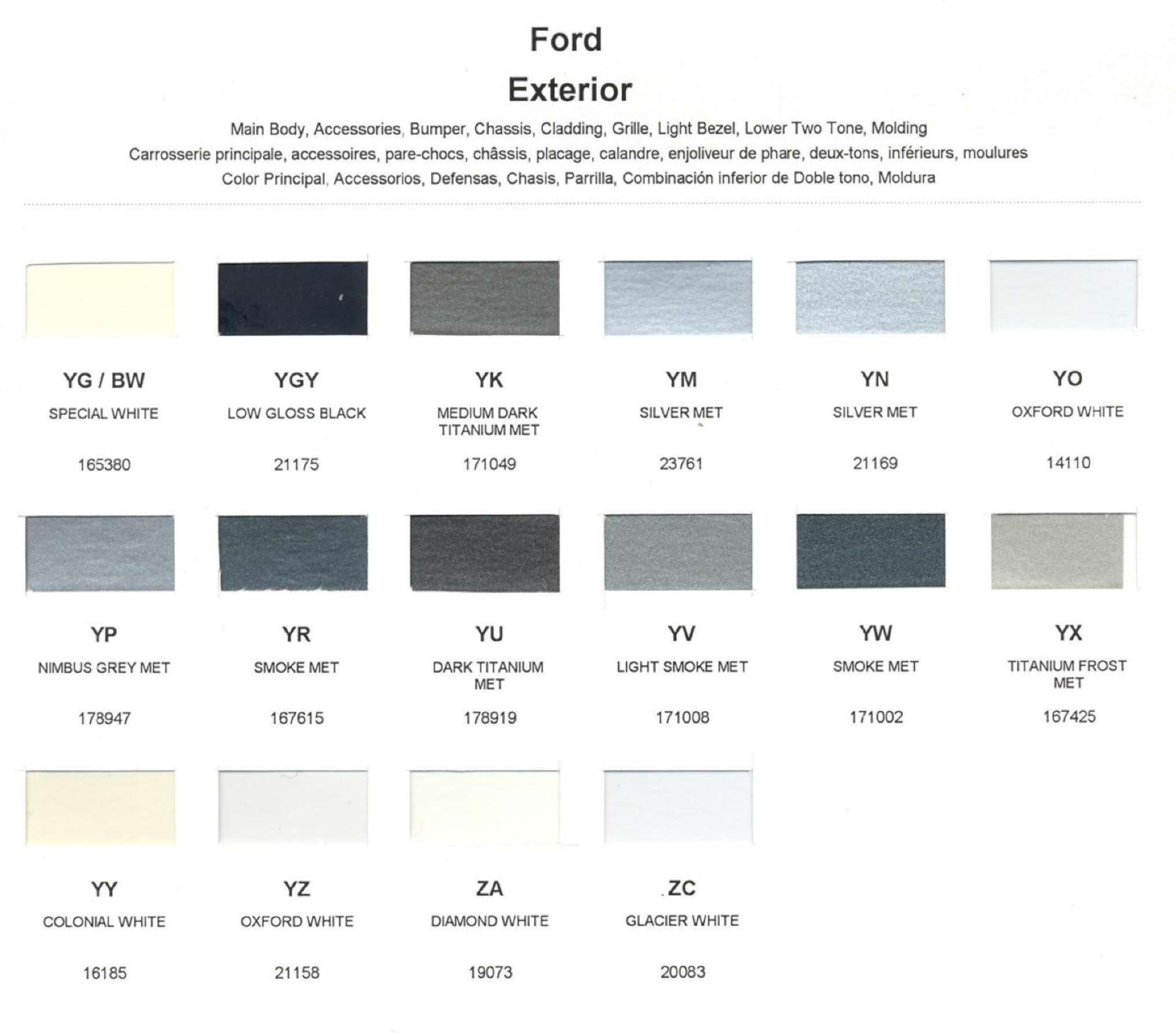 1991 Ford, Lincoln & Mercury Vehicles Paint Codes and Color Chart Ford Motor Vehicle Color Code Chart/Page Paint