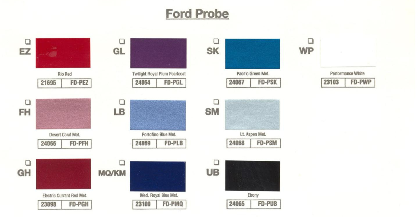 1994 Ford paint colors Ford Motor Vehicle Color Code Chart/Page Paint