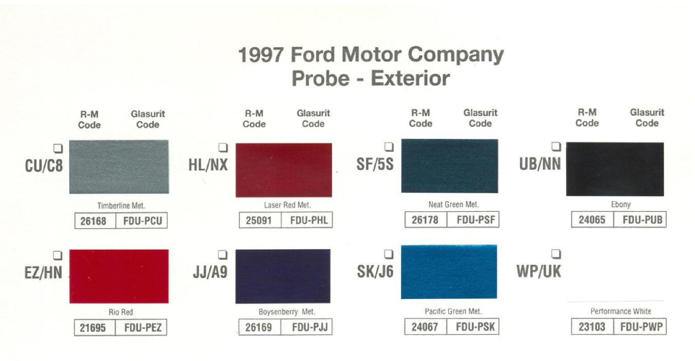Ford paint colors 1997 Ford Motor Vehicle Color Code Chart/Page Paint