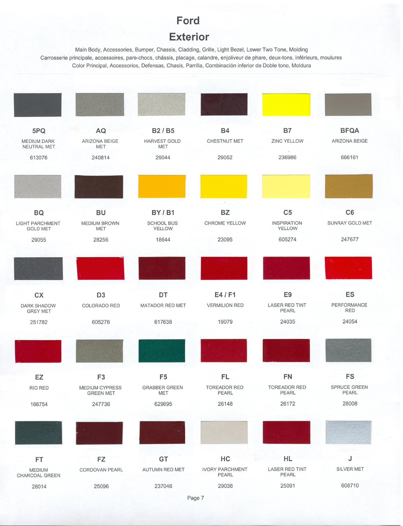 Ford paint colors 2002 Ford Motor Vehicle Color Code Chart/Page Paint