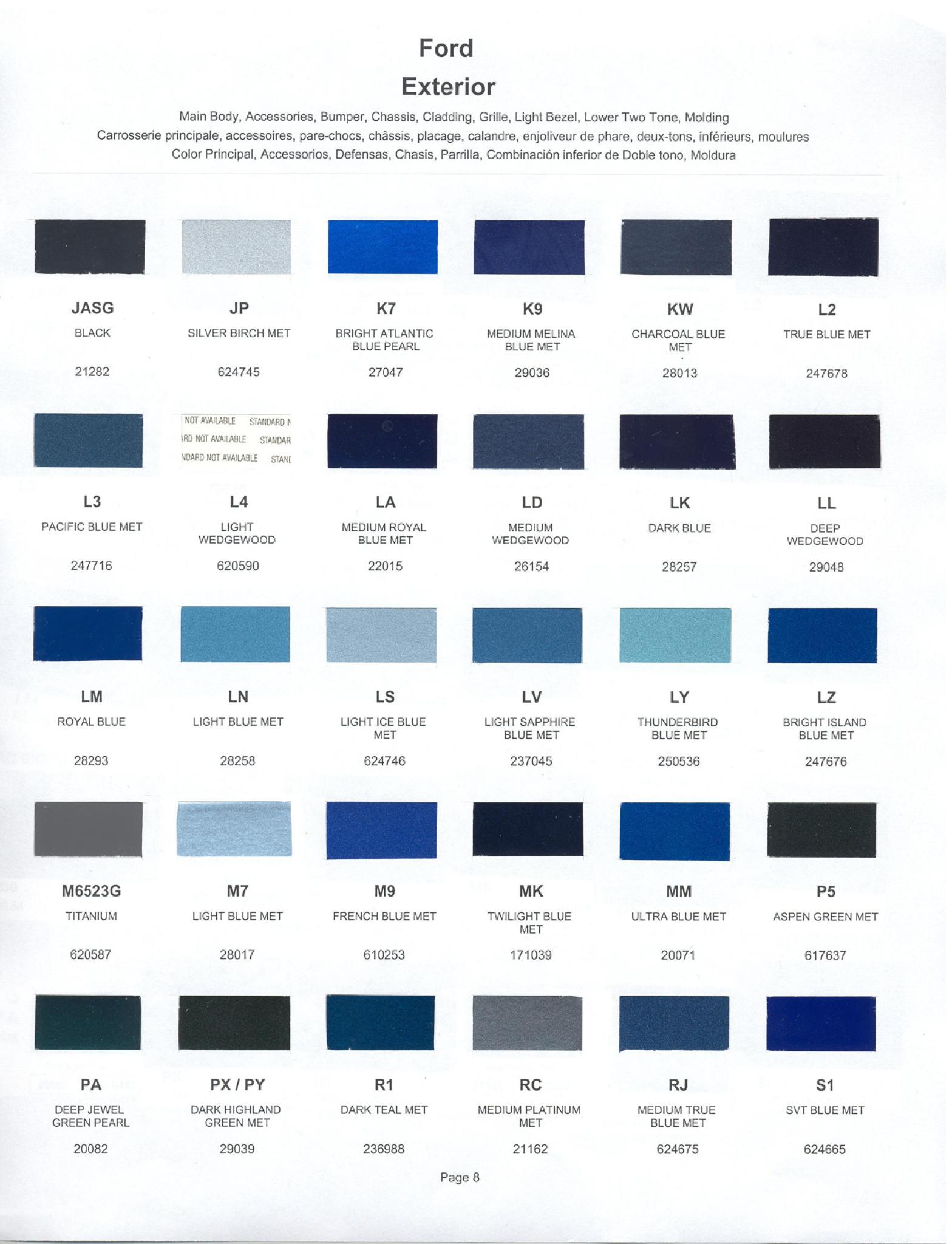 Ford paint colors 2002 Ford Motor Vehicle Color Code Chart/Page Paint