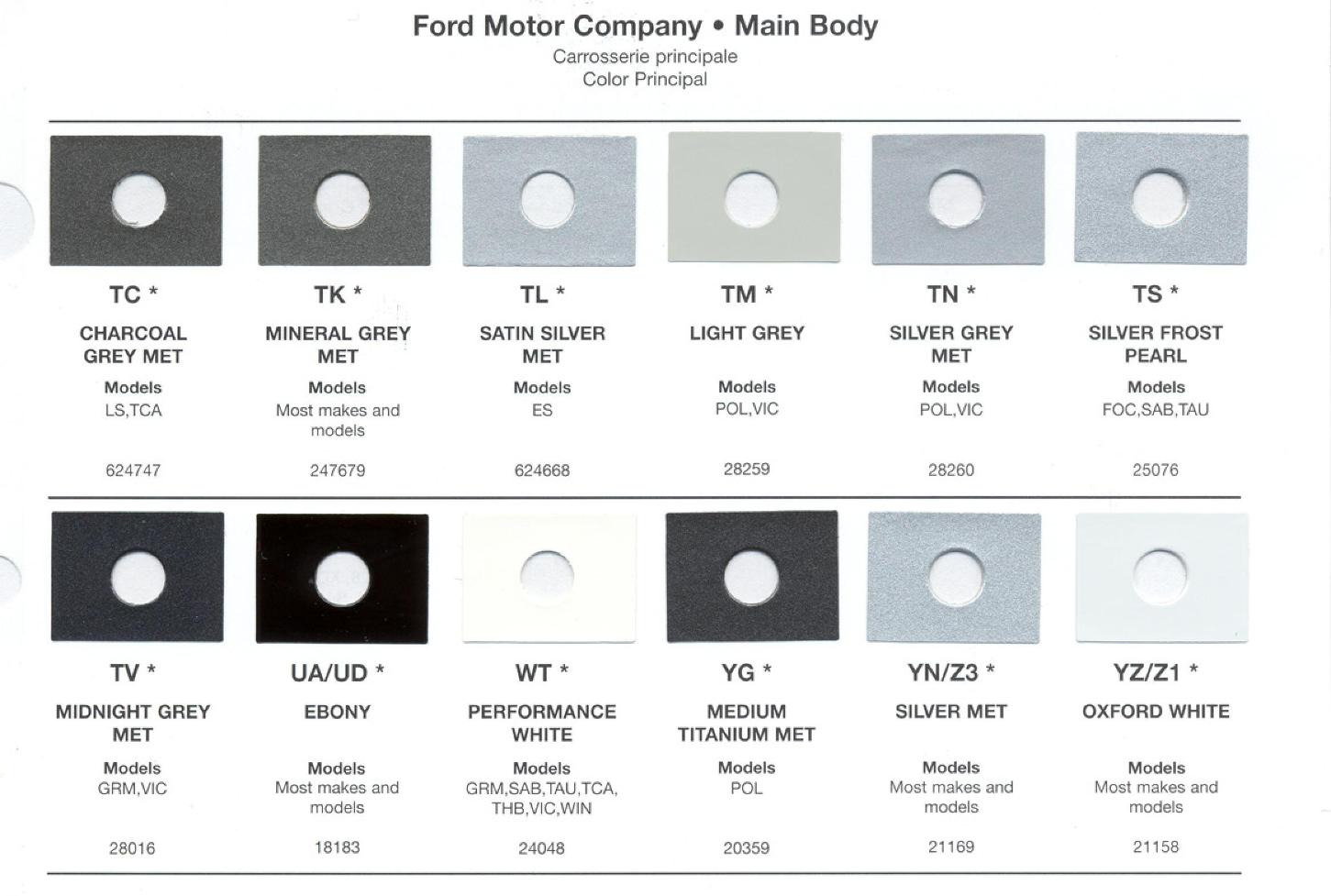 Ford paint colors 2004 Ford Motor Vehicle Color Code Chart/Page Paint
