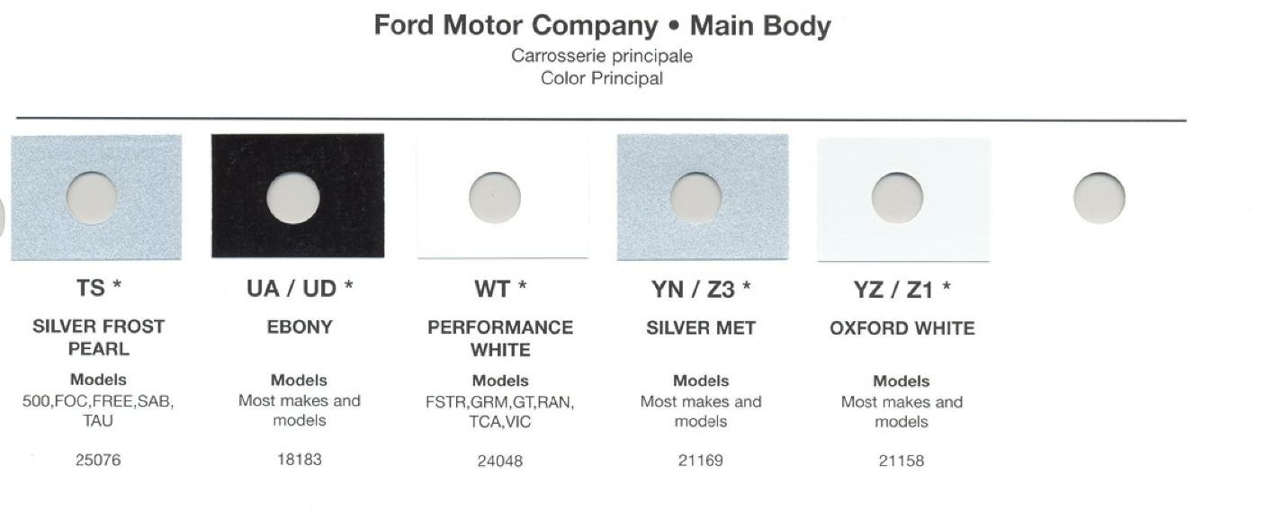 Ford paint colors 2005 Ford Motor Vehicle Color Code Chart/Page Paint