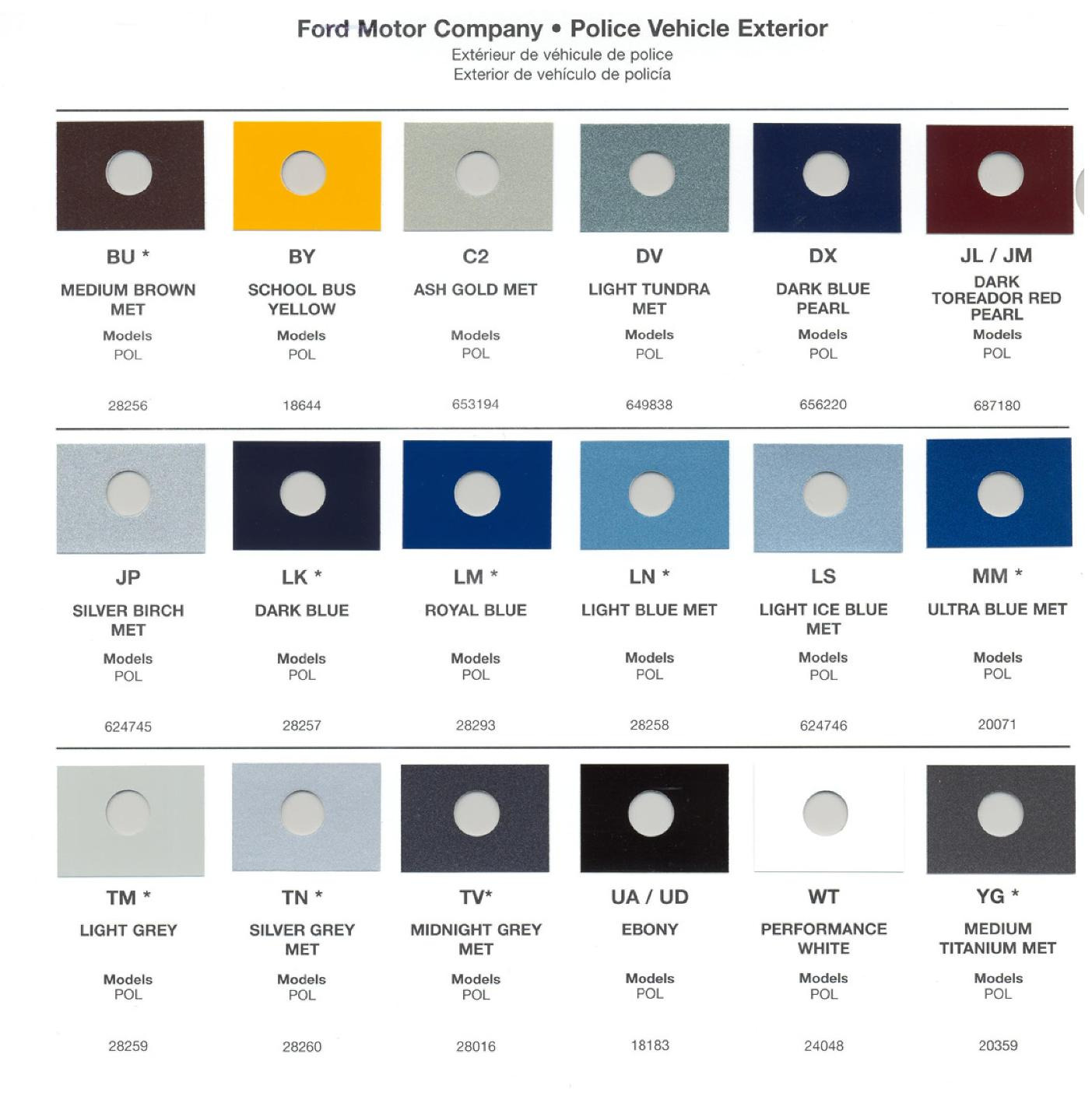 Ford paint colors 2005 Ford Motor Vehicle Color Code Chart/Page Paint