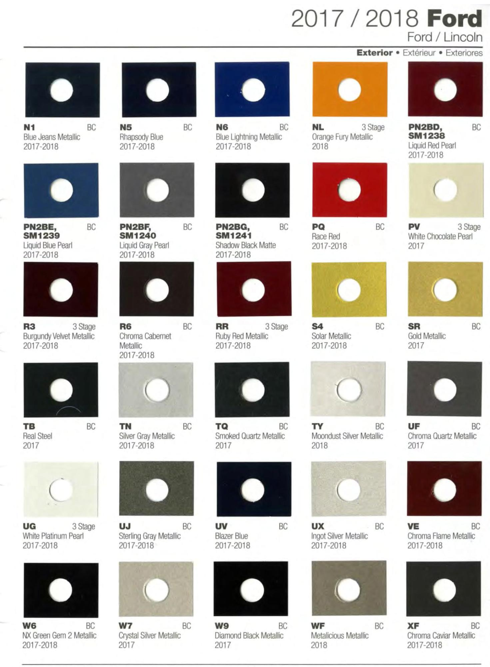 Ford paint colors 2017 - 2018 Ford Motor Vehicle Color Code Chart/Page Paint
