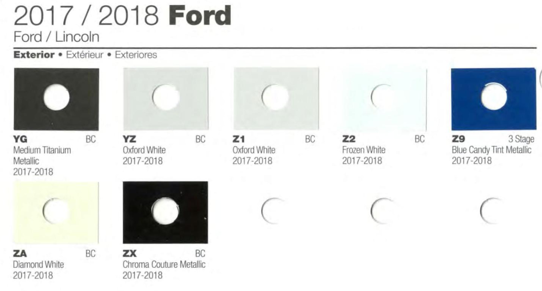 Ford paint colors 2017 - 2018 Ford Motor Vehicle Color Code Chart/Page Paint