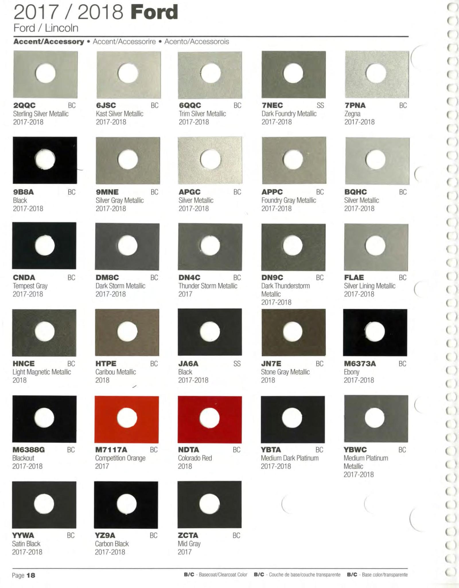 Ford paint colors 2017 - 2018 Ford Motor Vehicle Color Code Chart/Page Paint
