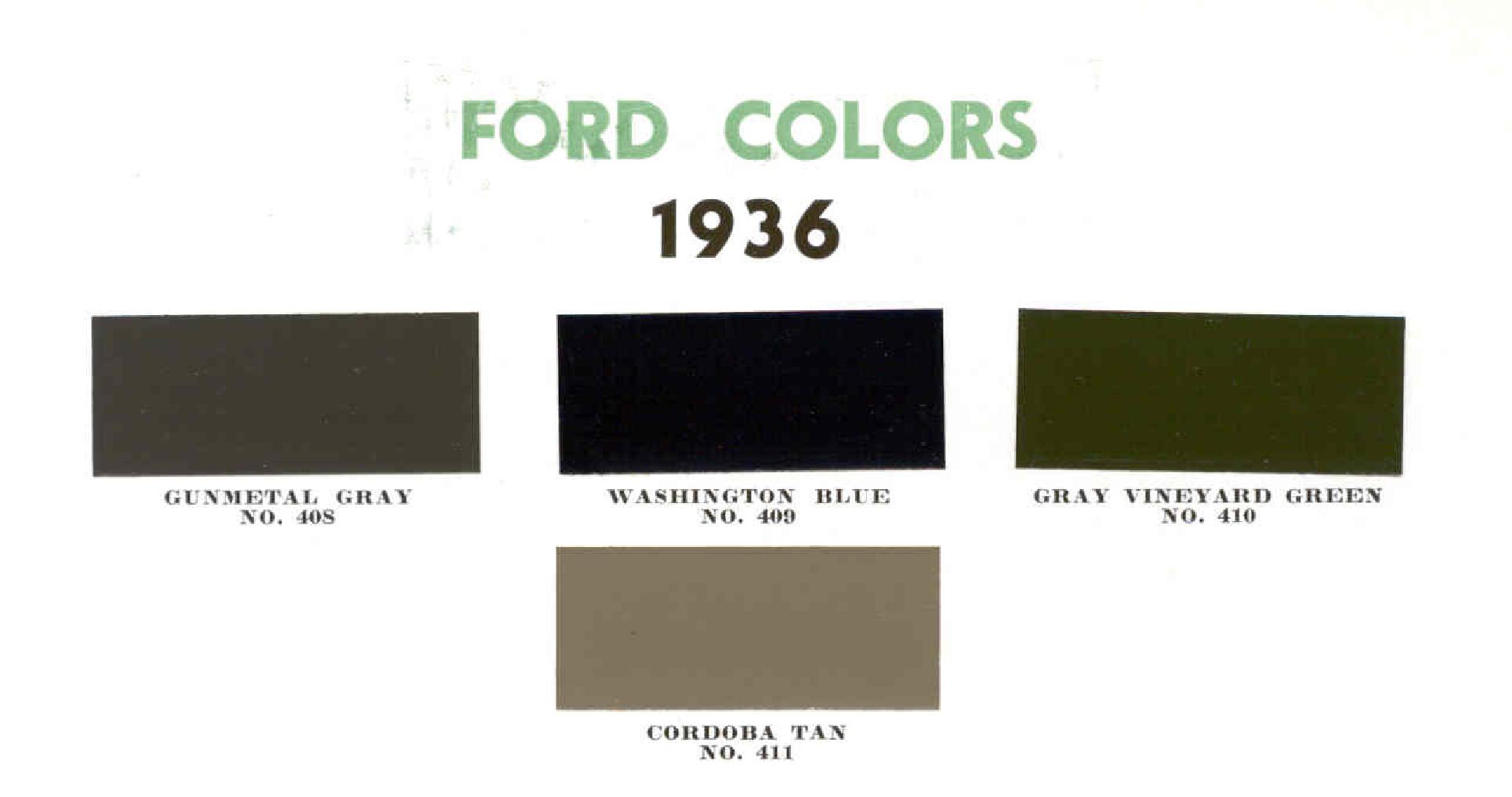 1936 ford Ford Motor Vehicle Color Code Chart/Page Paint