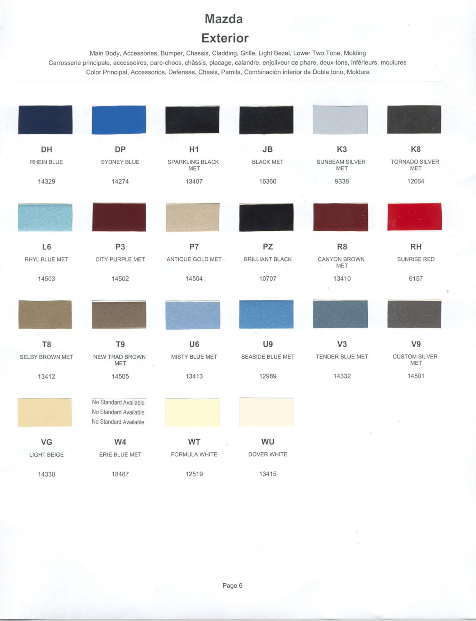 1985 Mazda Paint Codes