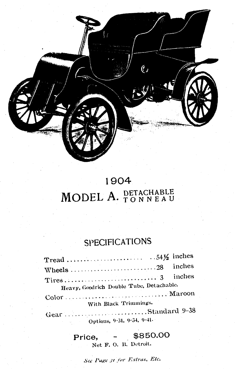 1904 Cadillac Maroon with black trimmings, All Models