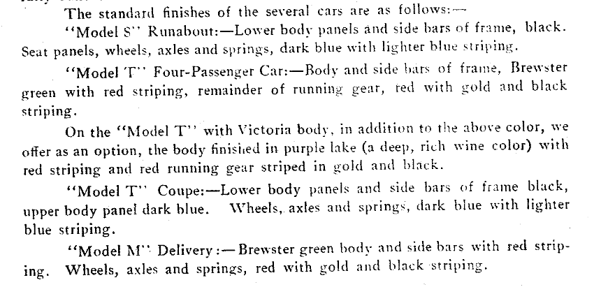1908 Cadillac Colors