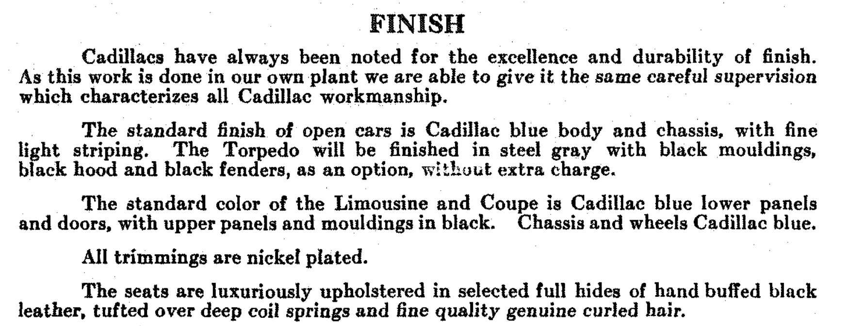 1912 Cadillac Colors