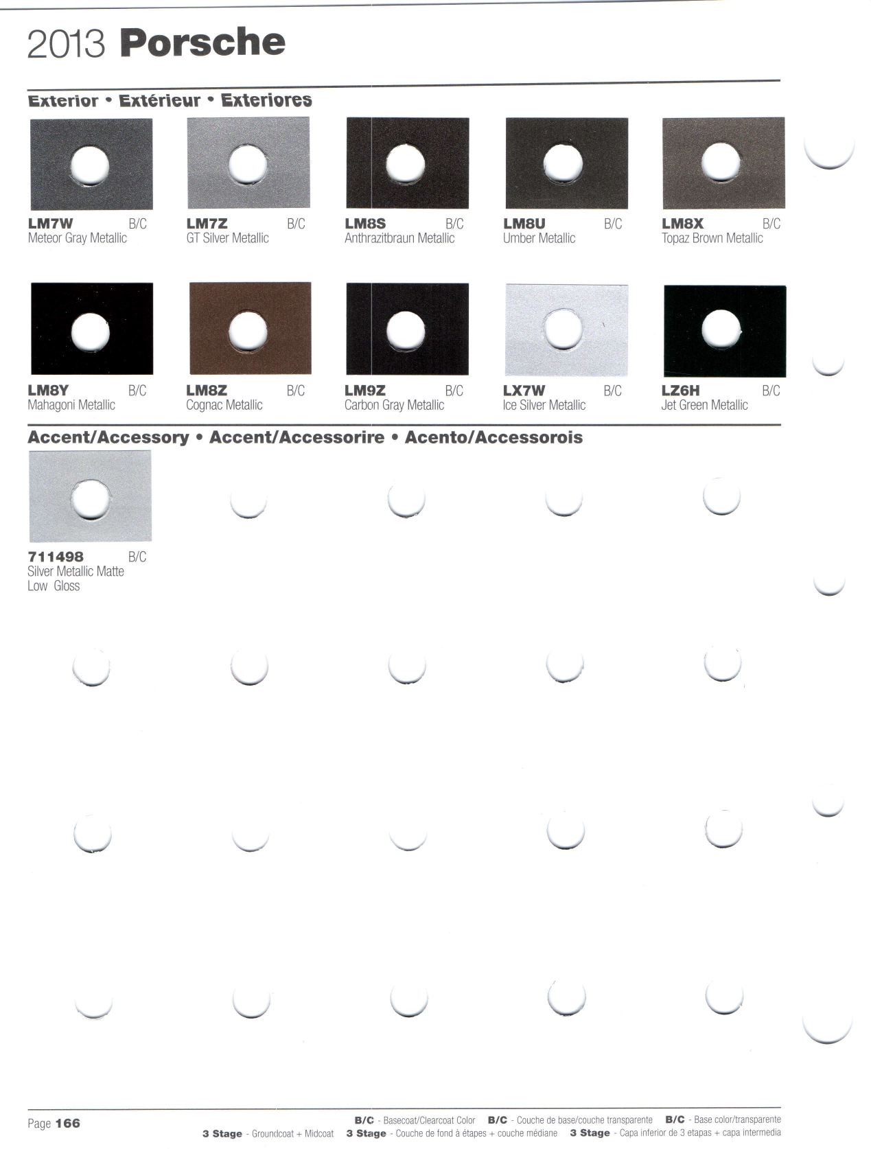 Color Codes for Porshe Vehicles used in 2013 Porsche Exterior Paint Codes and Color Chart