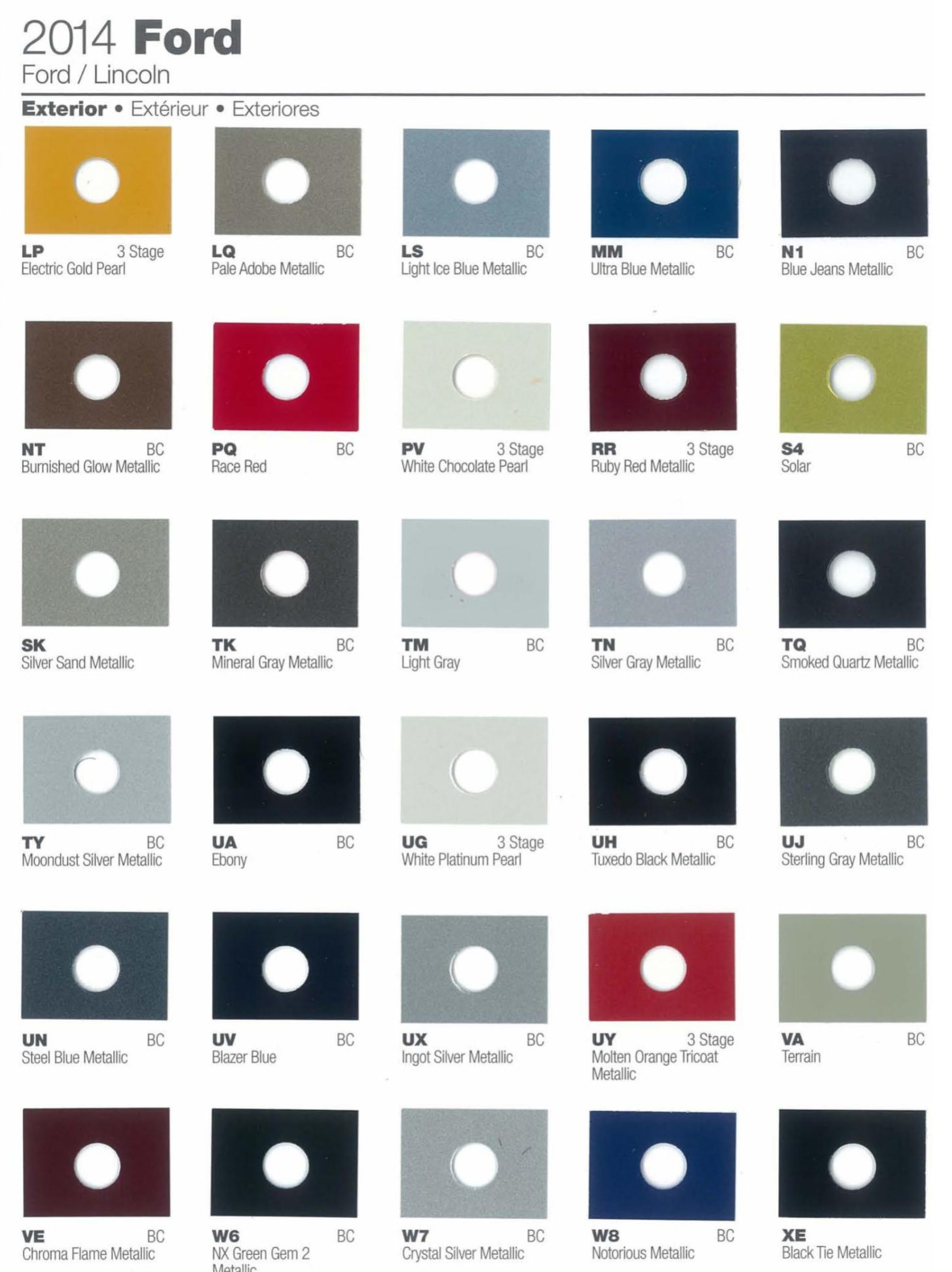 Ford paint colors Ford Motor Vehicle Color Code Chart/Page Paint