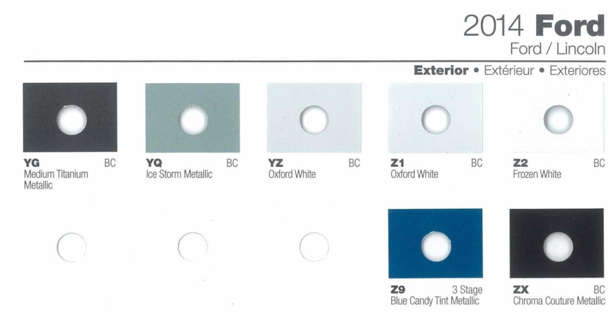 Ford paint colors 2014 Ford Motor Vehicle Color Code Chart/Page Paint