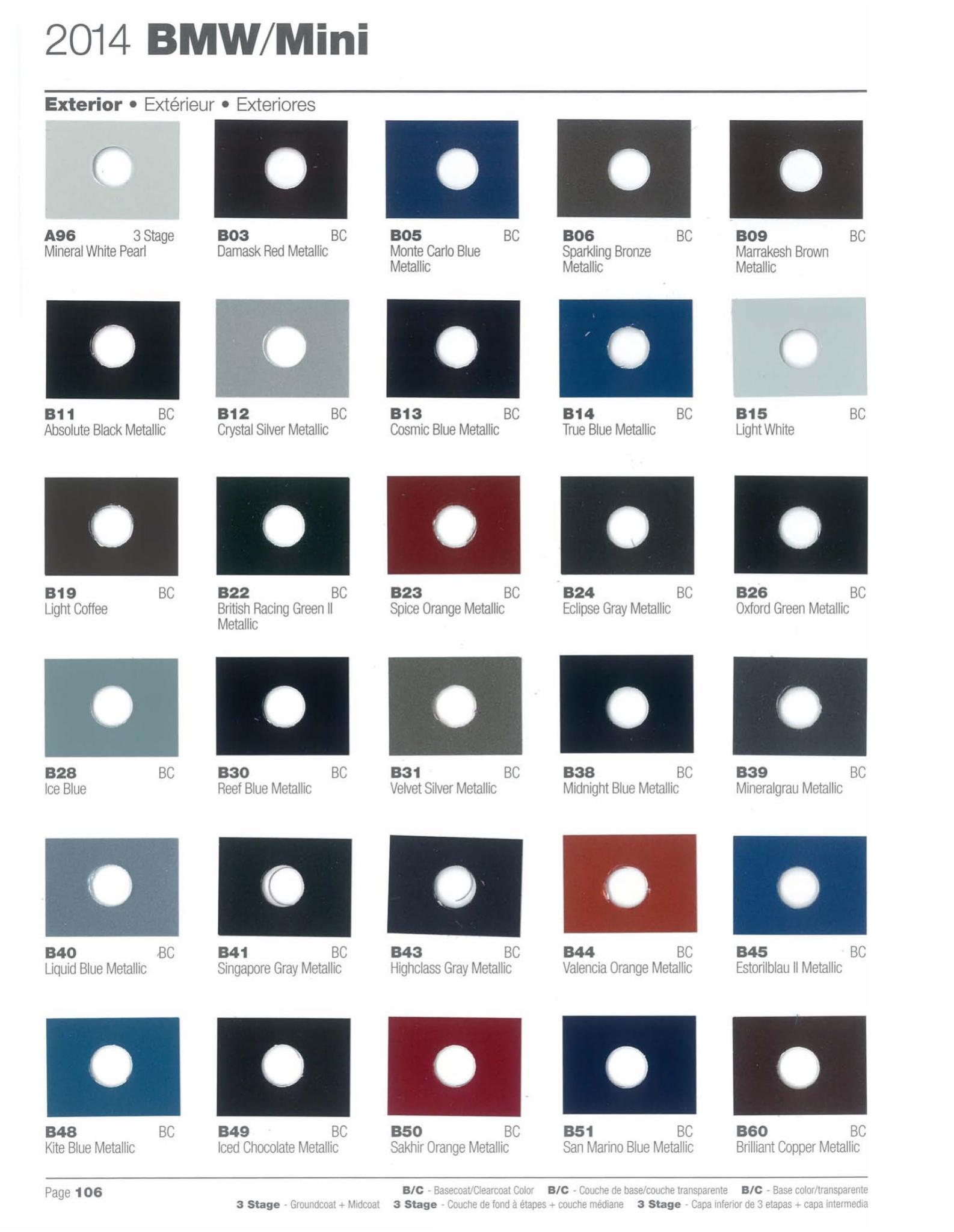 Bmw Cars Paint Codes & Color Charts