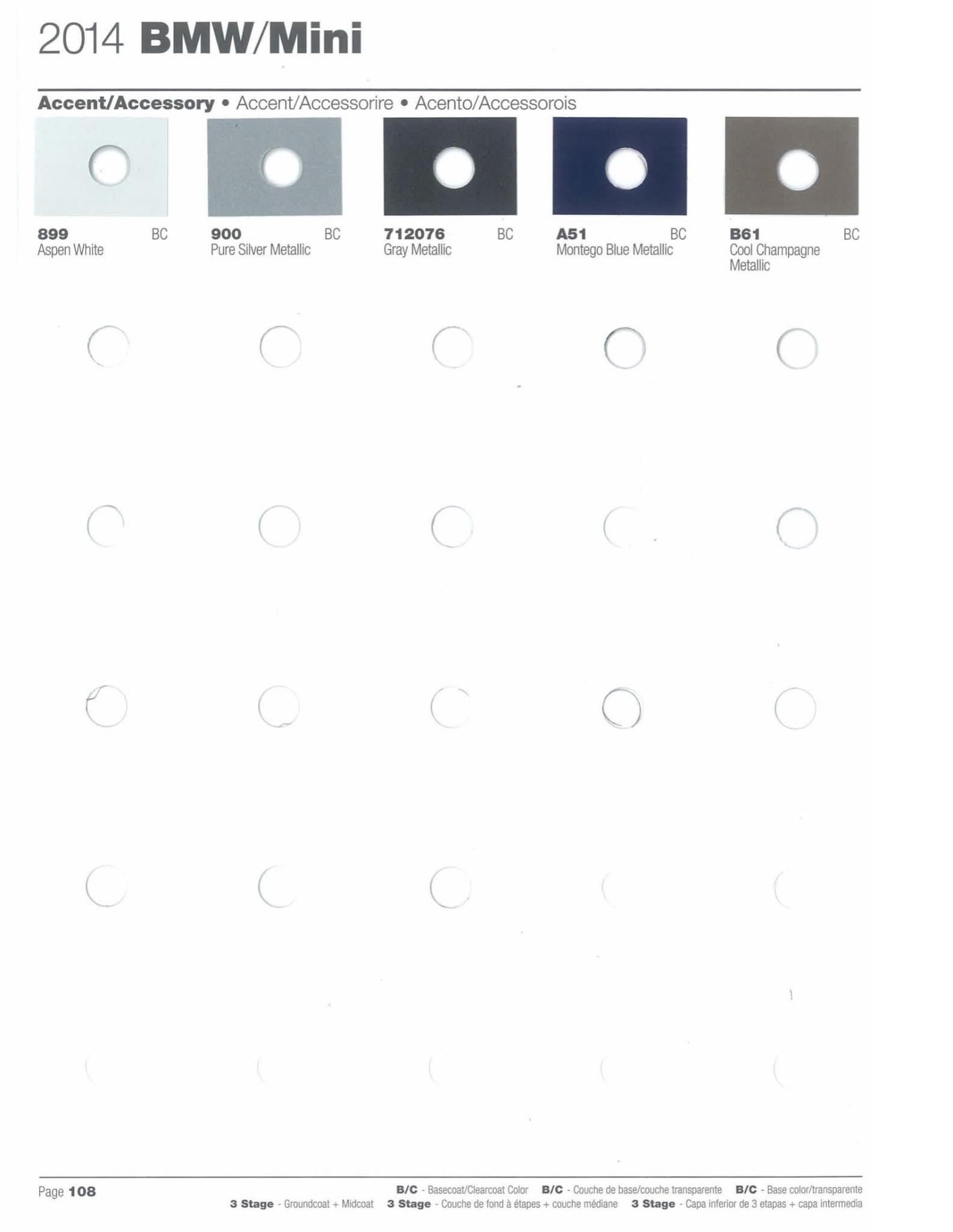 exterior paint colors and their ordering codes for the BMW and mini models